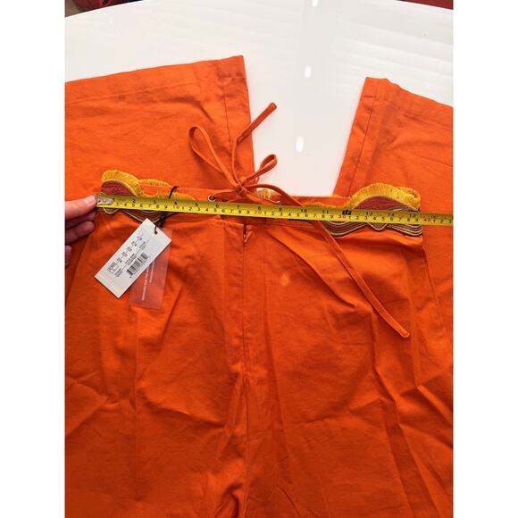 Orange Flared and Embroidered Pants by Andrea Iyamah - Size 10 (L) - Picture 4 of 7